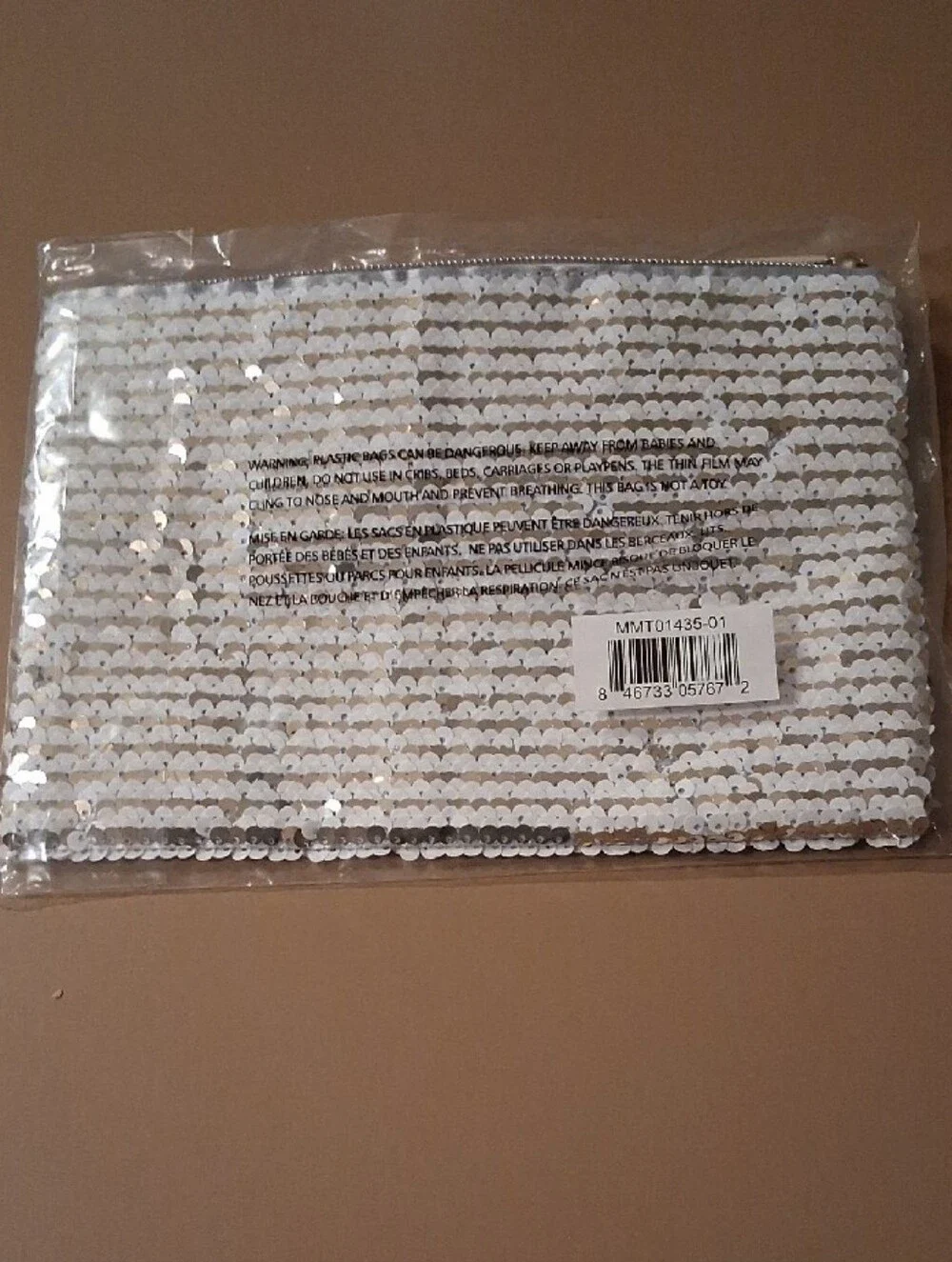 tarte White and Gold Sequin Makeup Bag (Sealed - NIP)